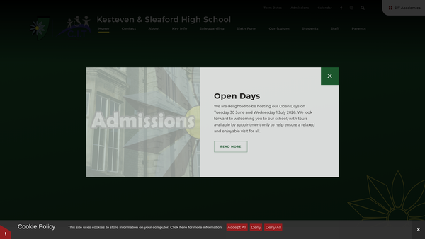 Screenshot of the The Kesteven And Sleaford High School Parents' Association website