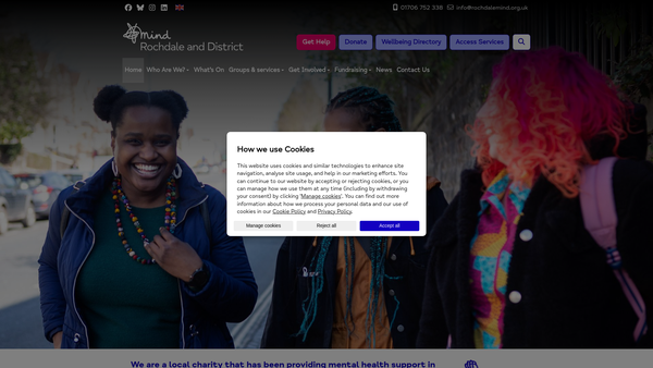 Screenshot of the Rochdale And District Mind website