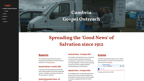 Screenshot of the The Cumbria Gospel Outreach Trust website