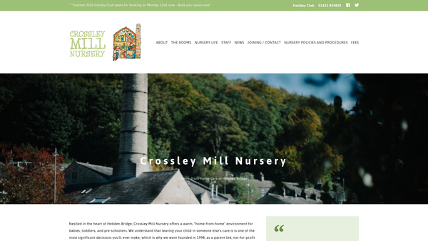 Screenshot of the The Hebden Bridge Nursery Action Group Limited website