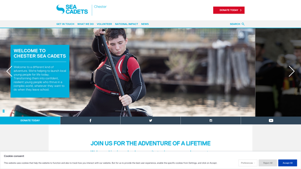 Screenshot of the Chester Unit 79 Of The Sea Cadet Corps website