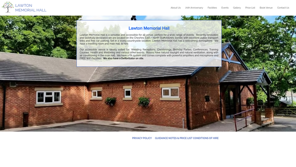 Screenshot of the Lawton Memorial Hall Trust website