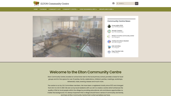 Screenshot of the Elton Community Centre website