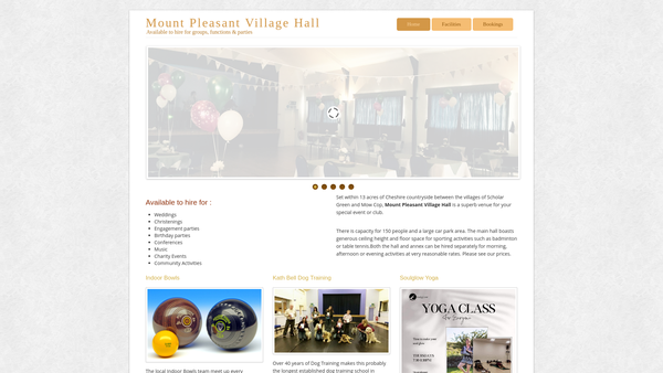 Screenshot of the Mow Cop, Mount Pleasant, And Bank Playing Fields And Village Hall website
