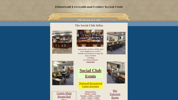 Screenshot of the Thingwall Recreational Centre website