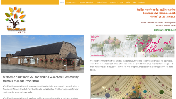Screenshot of the Woodford War Memorial Community Centre website