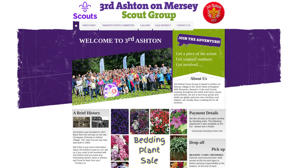 Screenshot of the 3rd Ashton-Upon-Mersey Scout Group website