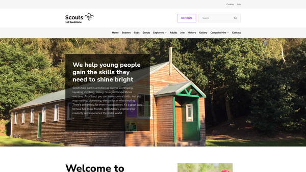 Screenshot of the 1st Sandstone Scout Group website