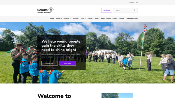 Screenshot of the 3rd South West Cheshire (Wolverton) Scout Group website