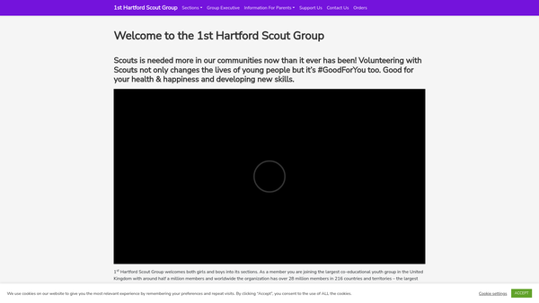 Screenshot of the 1st Hartford Scout Group website