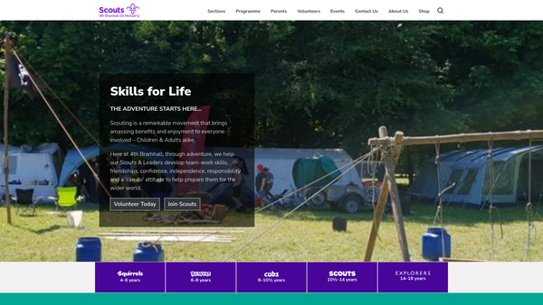 Screenshot of the 4th Bramhall (St Michael's) Scout Group website