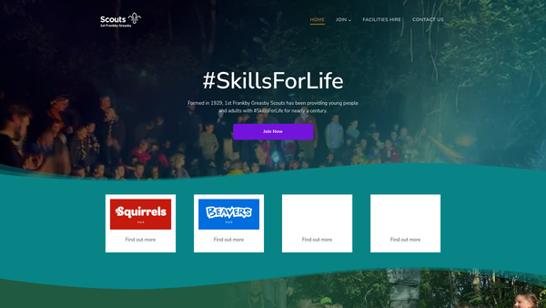 Screenshot of the 1st Frankby-Greasby Scout Group website