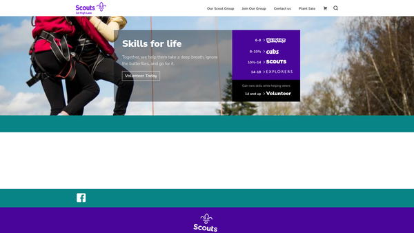 Screenshot of the 1st High Lane Scout Group website