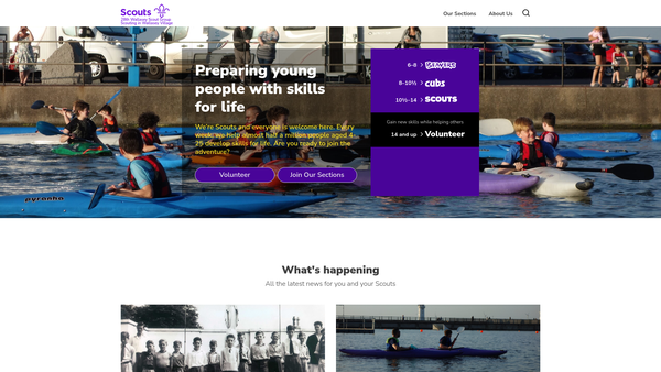 Screenshot of the 28th Wallasey (Catholic) Boy Scout Group website