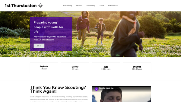 Screenshot of the 1st Thurstaston Scout Group website