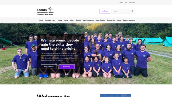 Screenshot of the 35th South West Cheshire Scout Group website