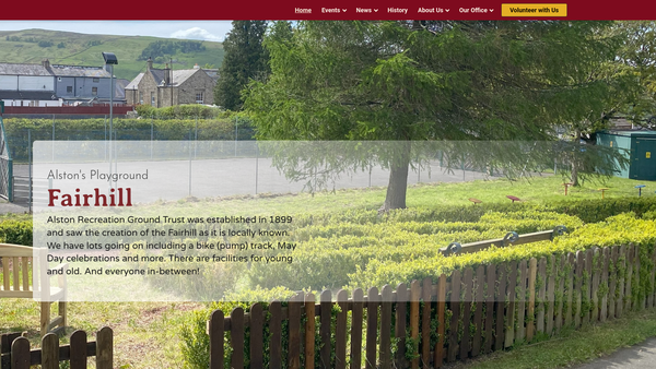 Screenshot of the Alston Recreation Ground website
