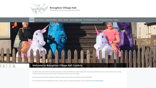 Screenshot of the The Broughton Village Hall website