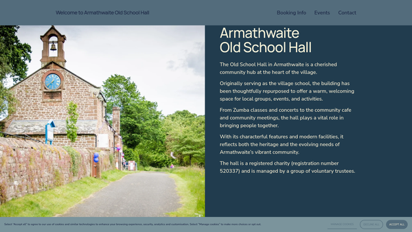 Screenshot of the The Armathwaite Old School Hall website