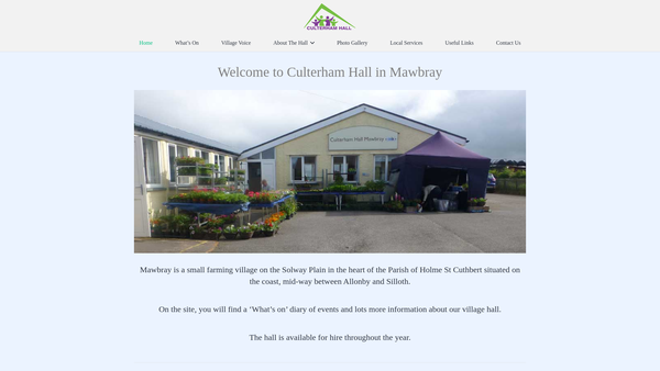 Screenshot of the Culterham Hall website