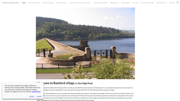 Screenshot of the Bamford Village Institute website