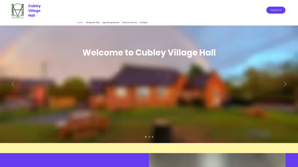 Screenshot of the Cubley Village Hall website