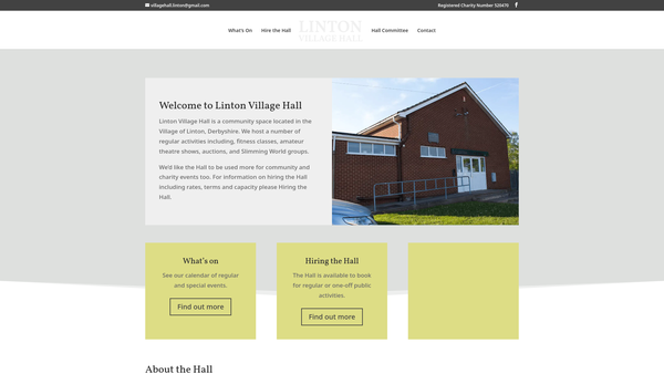Screenshot of the Linton Village Hall website