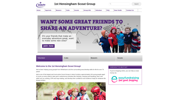 Screenshot of the 1st Hensingham Scout Group website