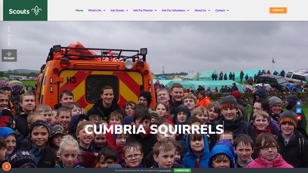 Screenshot of the Cumbria County Scout Council website
