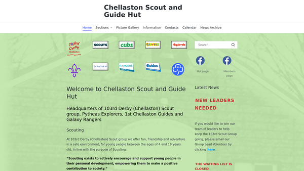Screenshot of the 103rd Derby Scout Group website