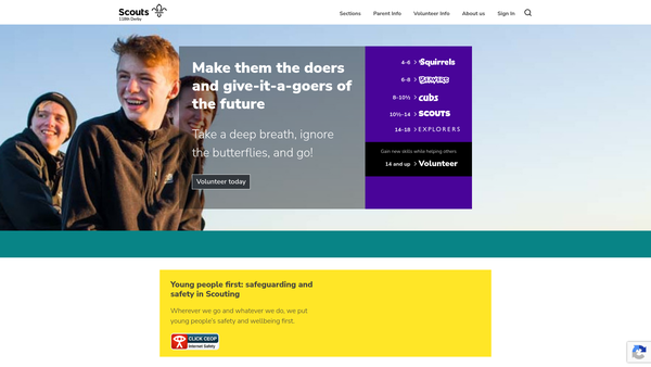 Screenshot of the 118th Derby Scout Group website