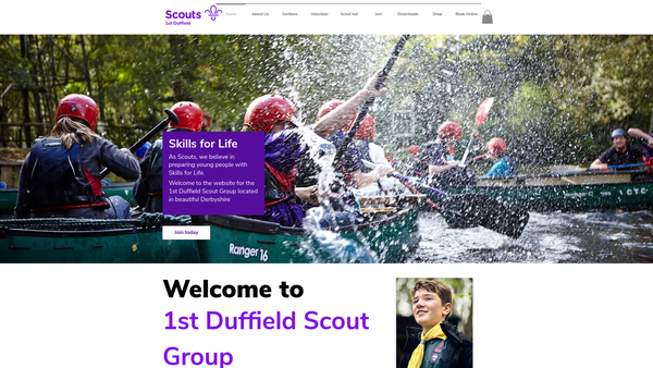 Screenshot of the First Duffield Boy Scout Group website