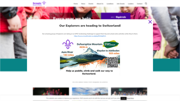 Screenshot of the 1st Blaydon Boy Scout Group website