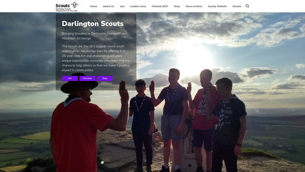 Screenshot of the Darlington And District Scout Council website