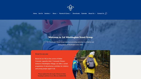 Screenshot of the 1st Washington Scout Group website