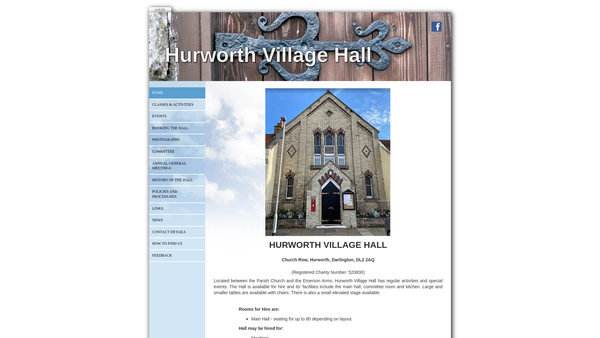 Screenshot of the Hurworth Village Hall website