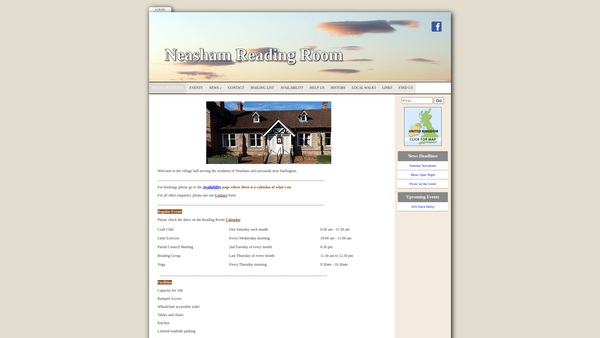 Screenshot of the Neasham Reading Room website