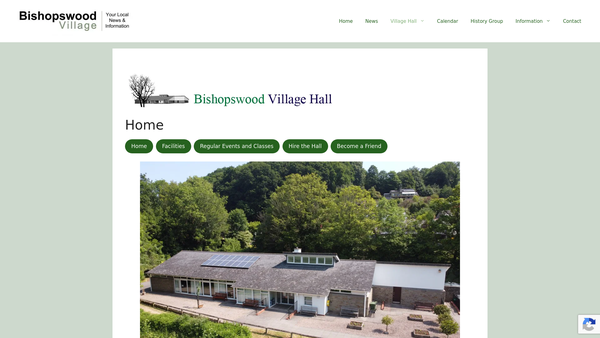 Screenshot of the Bishopswood Village Hall website