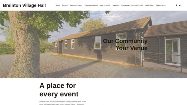 Screenshot of the Breinton Village Hall website