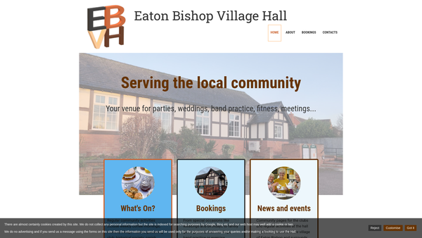 Screenshot of the Eaton Bishop Village Hall website