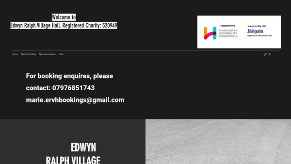 Screenshot of the Edwyn Ralph Village Hall website