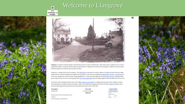 Screenshot of the Llangrove Village Hall website