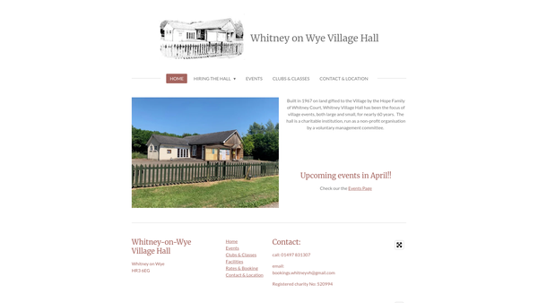 Screenshot of the Whitney Village Hall website