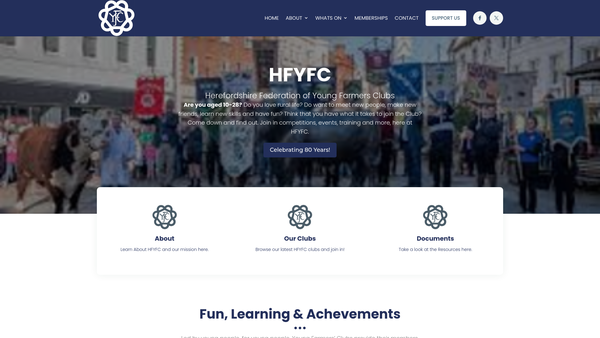 Screenshot of the Herefordshire County Federation Of Young Farmers Clubs website