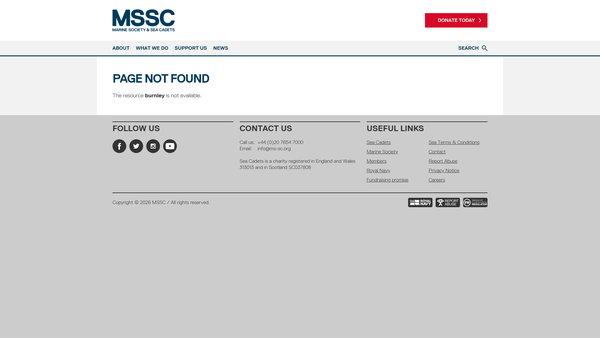 Screenshot of the Burnley, Pendle And Rossendale Unit 59 Of The Sea Cadet Corps website