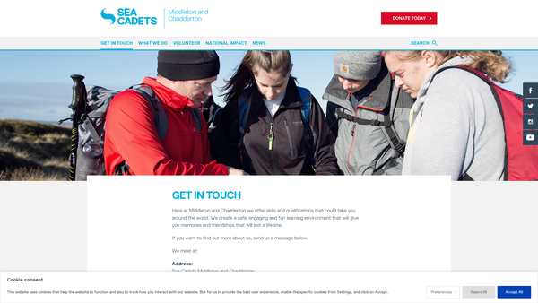 Screenshot of the Middleton And Chadderton Unit 73 Of The Sea Cadet Corps website