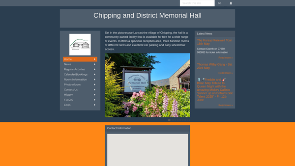 Screenshot of the Chipping And District Memorial Hall website