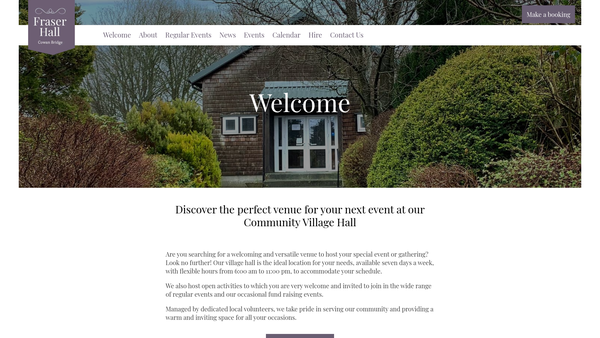 Screenshot of the Fraser Hall website