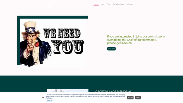 Screenshot of the Croft Village Hall website
