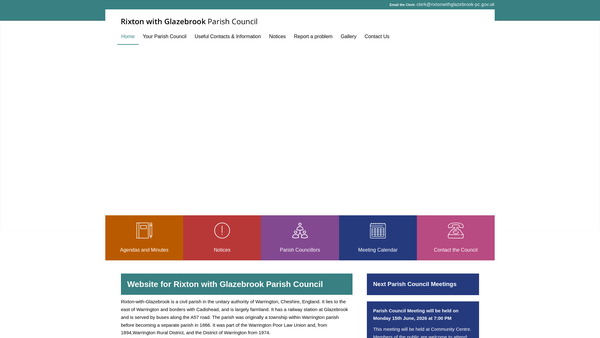 Screenshot of the Rixton-With-Glazebrook Recreation Ground website